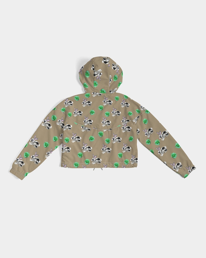Bunnies Pattern Women's All-Over Print Cropped Windbreaker