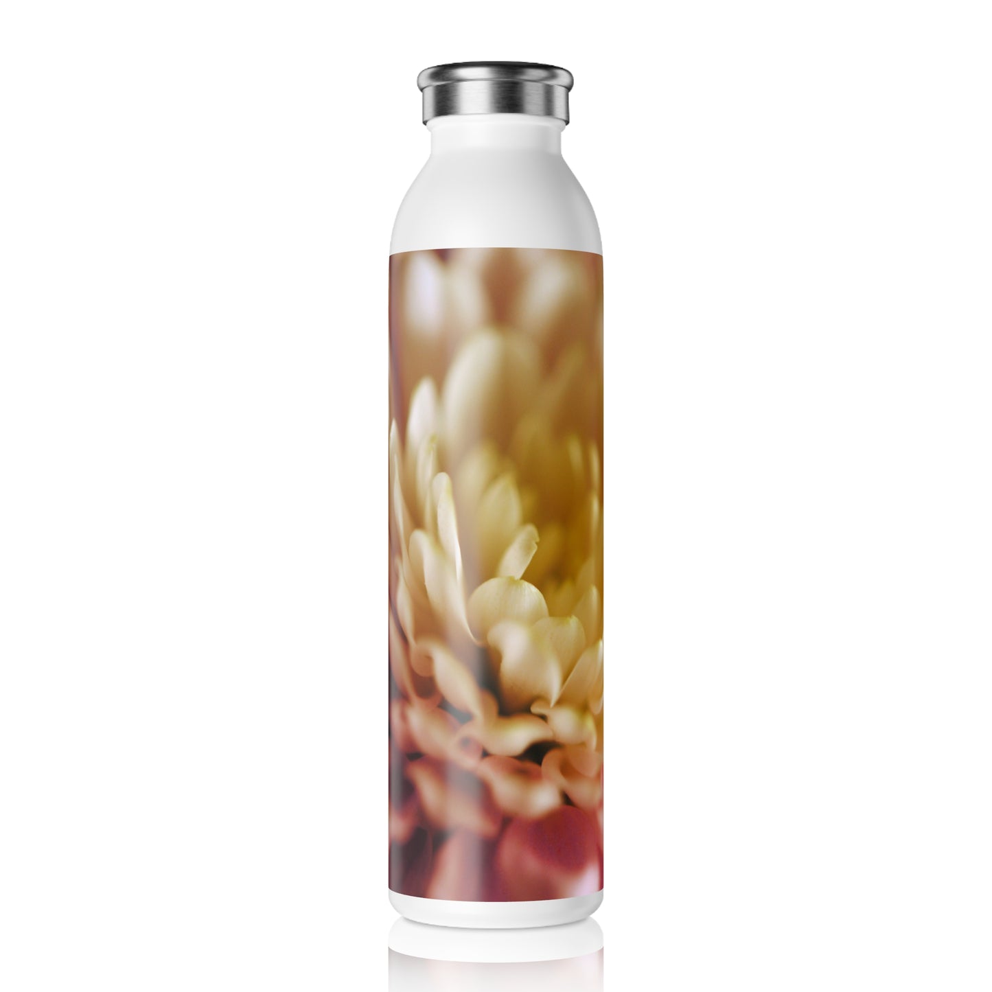 Pink and White Flower Slim Water Bottle, Eco-Friendly Hydration, Travel Mug, Gift for Her, Fitness Water Bottle, Floral Design