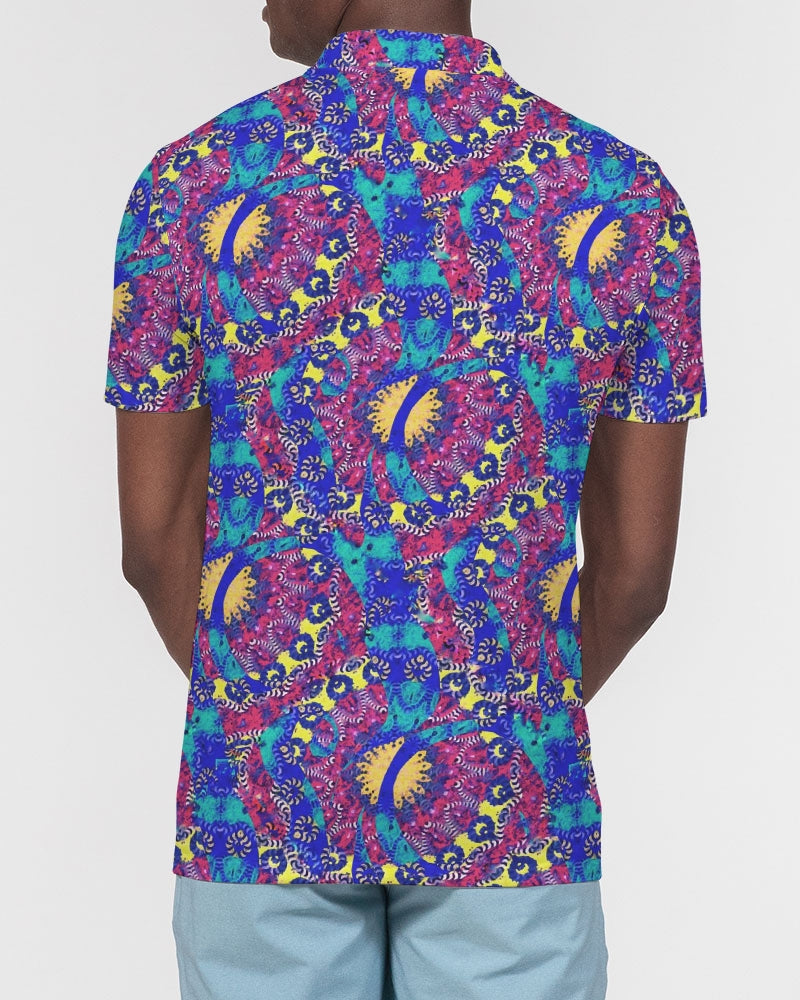 Caribbean Grafitti Men's All-Over Print Slim Fit Short Sleeve Polo