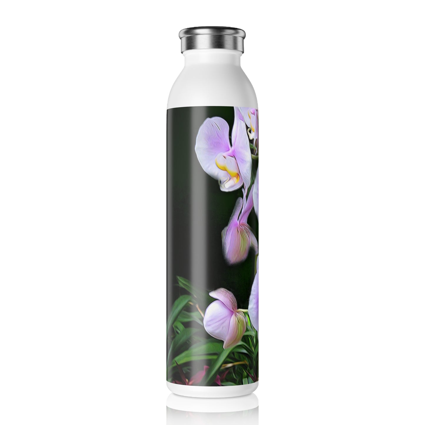 Outdoor Orchids Slim Water Bottle - Stylish Orchid Design, Eco-Friendly, Perfect for Fitness, Travel, Gifts, and Daily Hydration