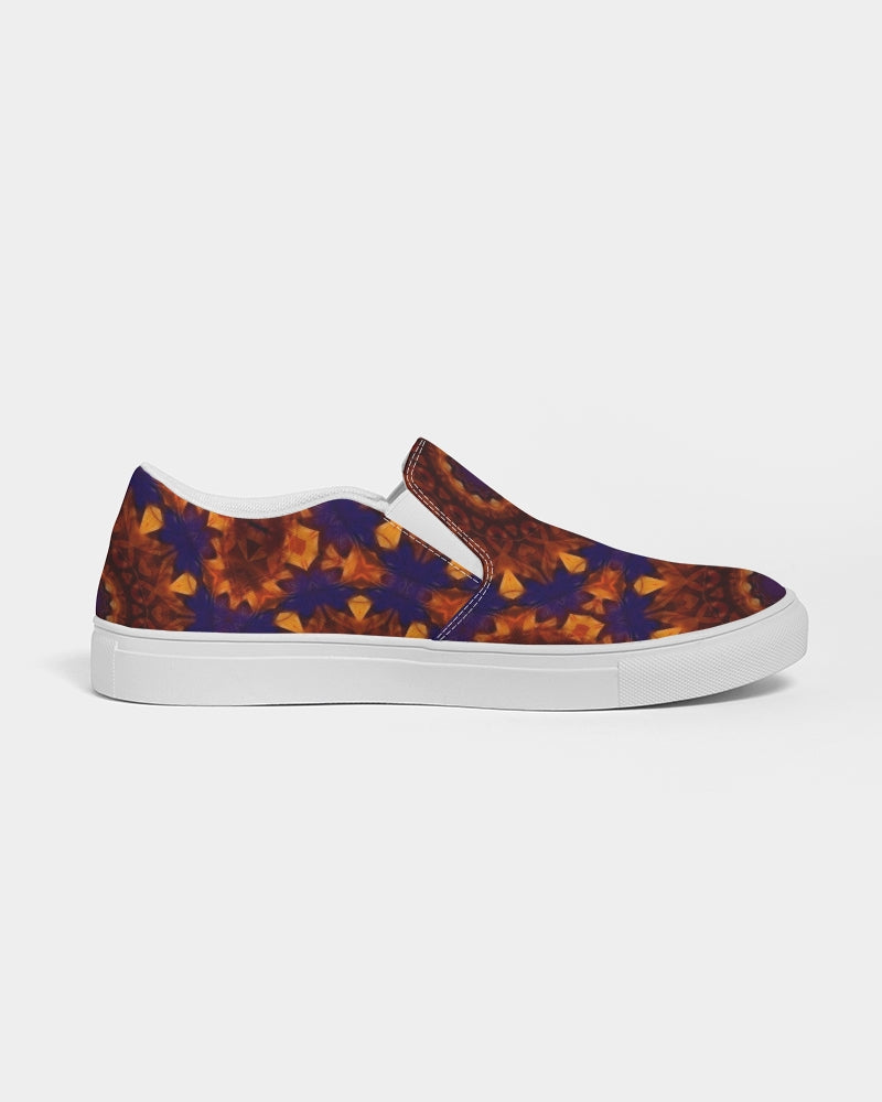Blue Orange Red Kaleidoscope Women's Slip-On Canvas Shoe