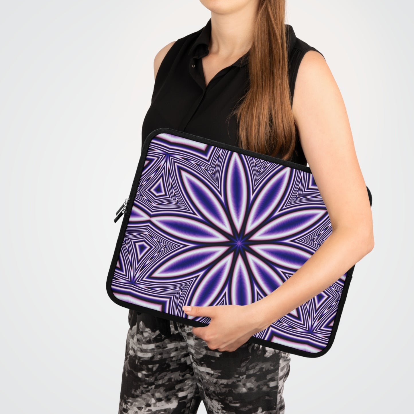 Blue Fractal Kaleidoscope Laptop Sleeve
