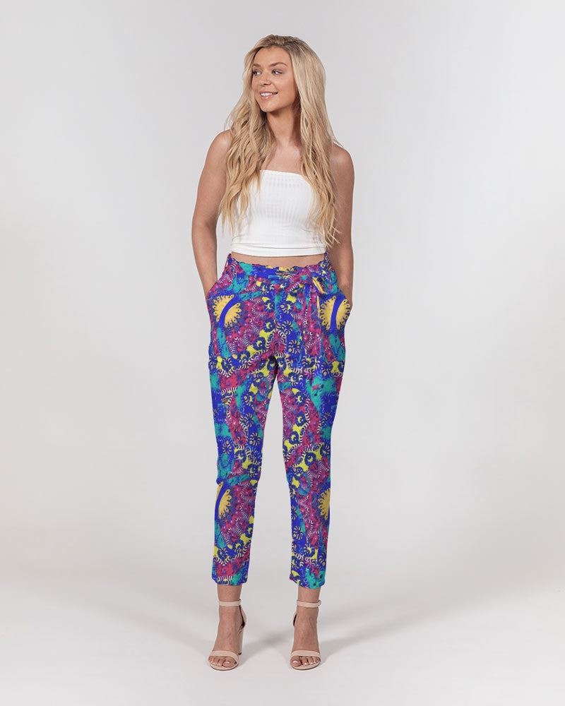 Caribbean Grafitti Women's All-Over Print Belted Tapered Pants