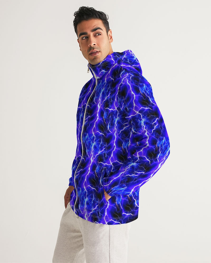 Blue Lightning Men's All-Over Print Windbreaker