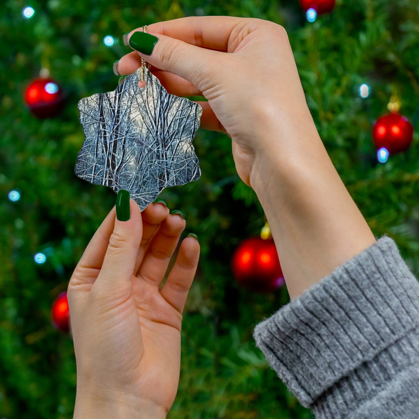 Winter Wonderland Ceramic Ornaments - Star Shaped Holiday Decor