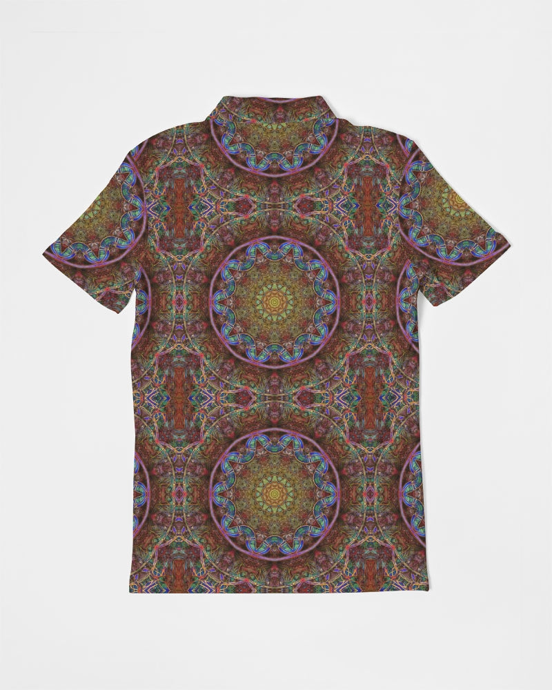Blue Pink Windy Kaleidoscope Men's All-Over Print Slim Fit Short Sleeve Polo