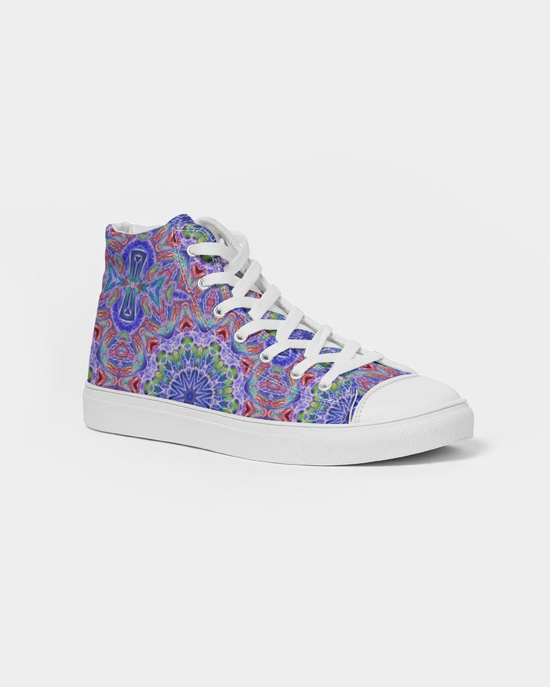 Blue Red Kaleidoscope Women's Hightop Canvas Shoe