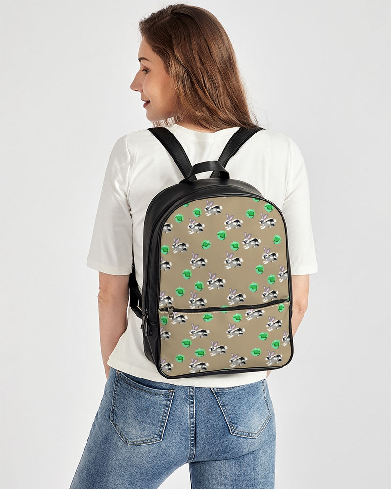 Bunnies Pattern Classic Faux Leather Backpack
