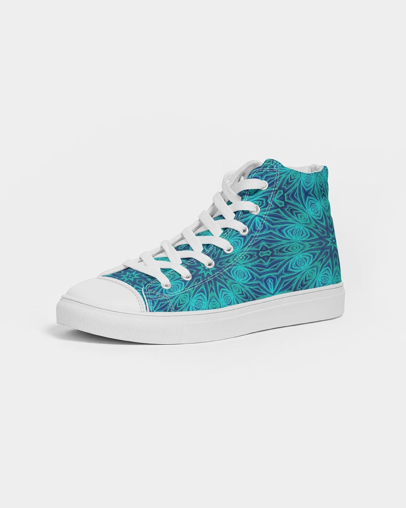 Blue Ice Kaleidoscope Women's Hightop Canvas Shoe