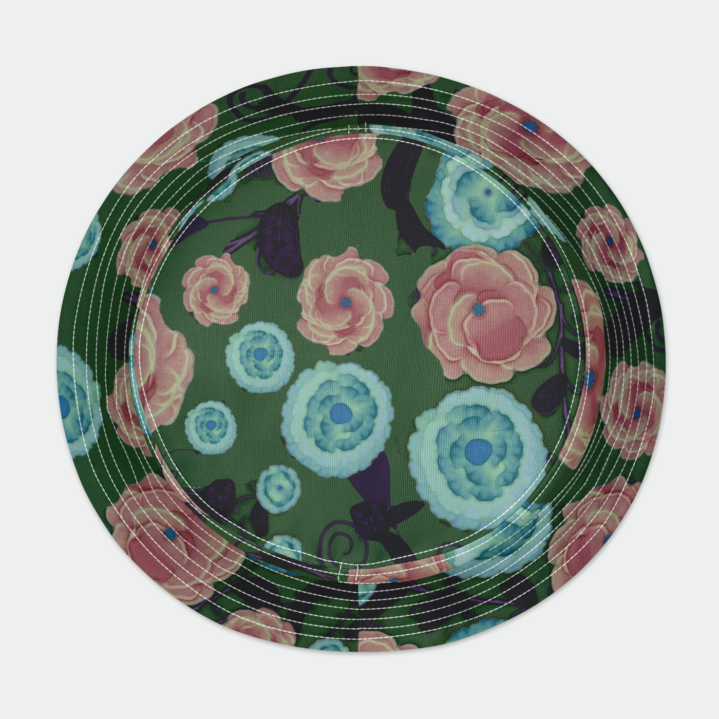 Earthy Peach Turquoise Floral Bucket Hat