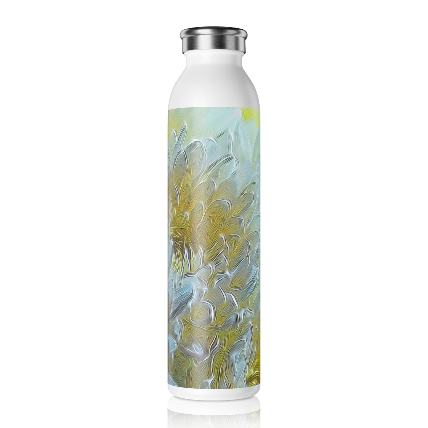 Chrysanthemums in The Light Slim Water Bottle | Eco-Friendly Drinkware, Stylish Hydration, Gift for Nature Lovers, Motivational Water Bottle, Summer Essentials
