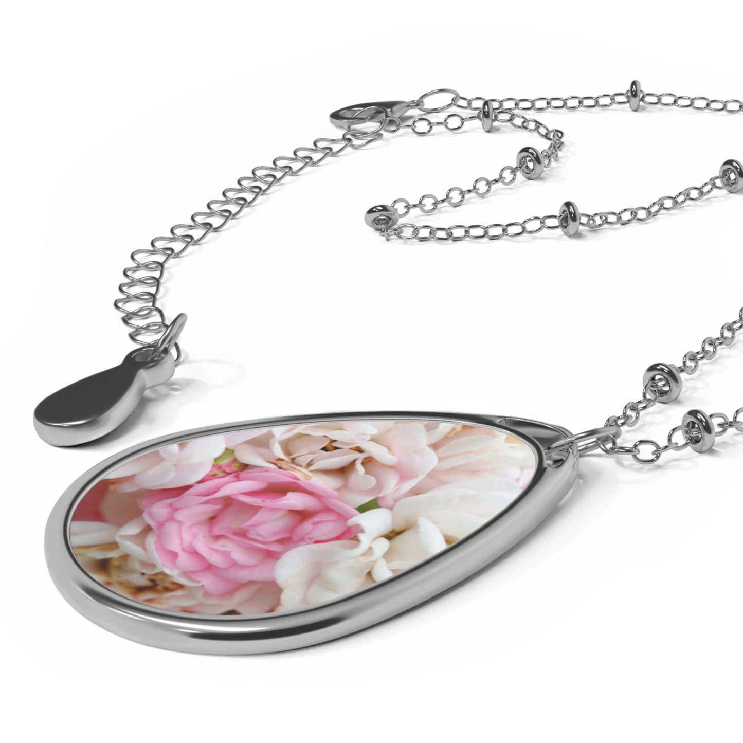 Natures Wedding Bouquet Oval Necklace, Elegant Jewelry, Dainty Pendant, Gift for Her, Birthday, Mother's Day, Anniversary, Boho Chic Accessory