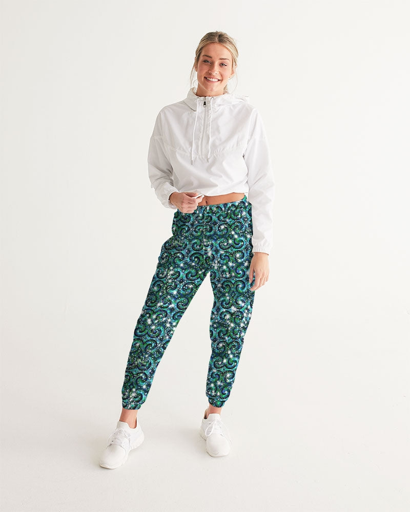 Blue Ice Sparkle Swirl Women's All-Over Print Track Pants