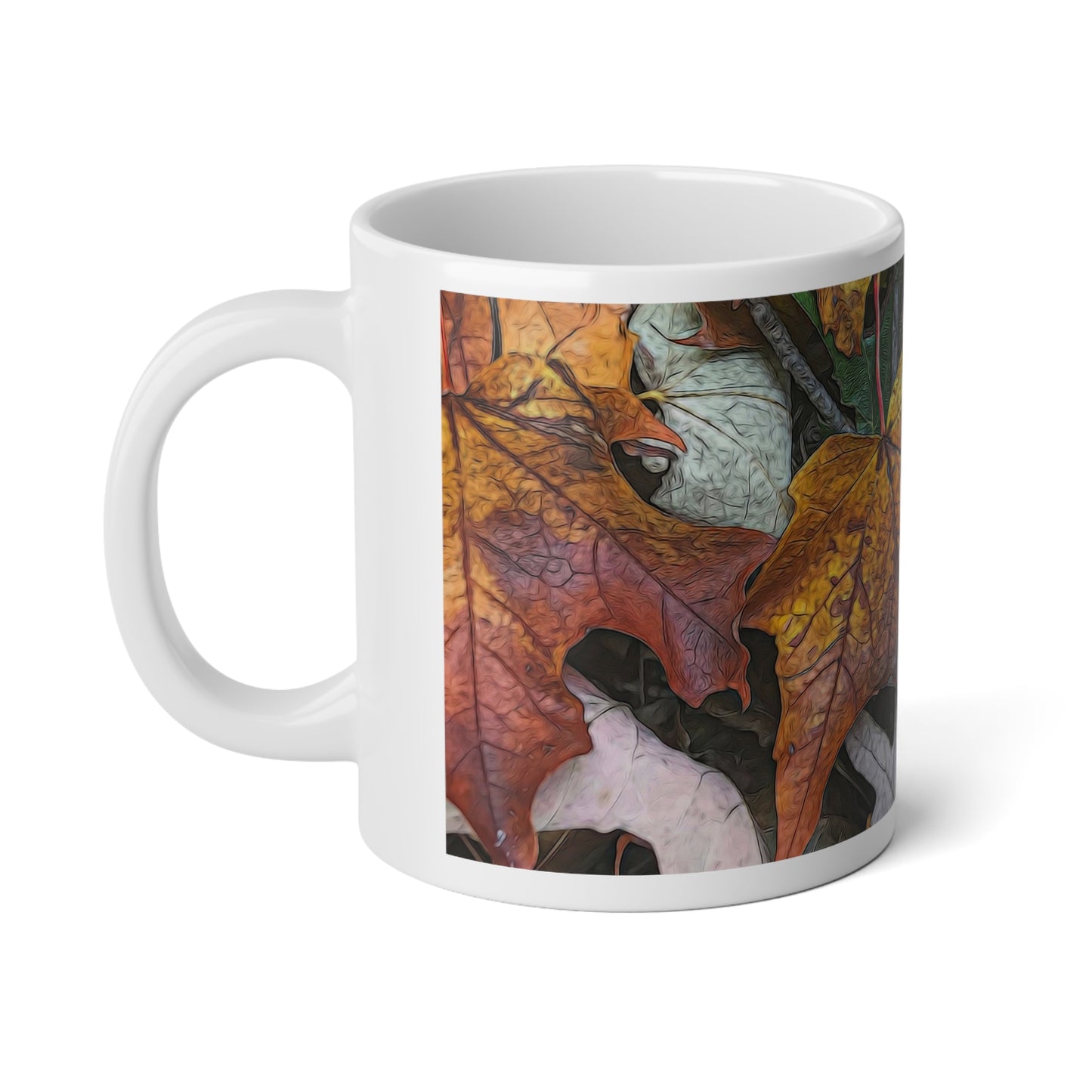 Mid October Leaves 3 Jumbo Mug, 20oz - Perfect for Coffee Lovers, Fall Decor, Thanksgiving Gift, Cozy Vibes, Rustic Home