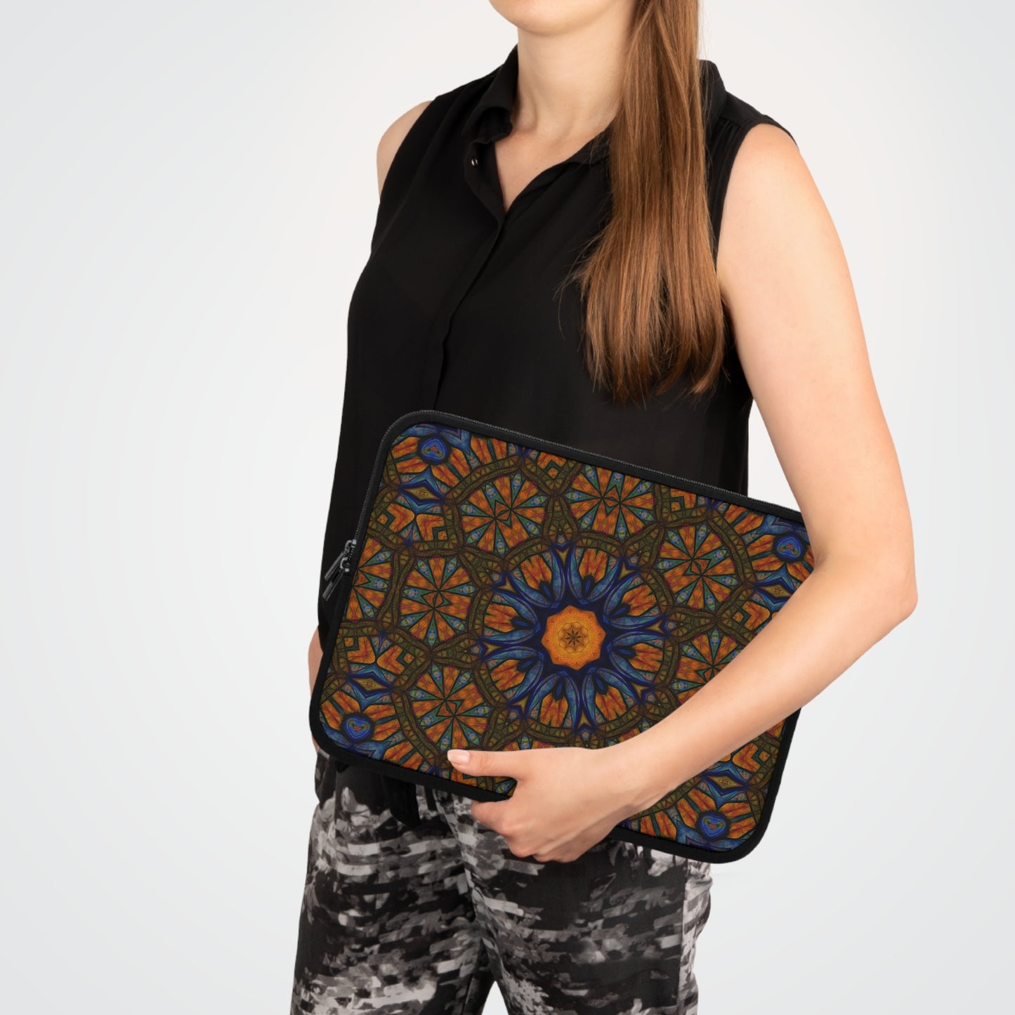 Blue Orange Sketchy Kaleidoscope Laptop Sleeve
