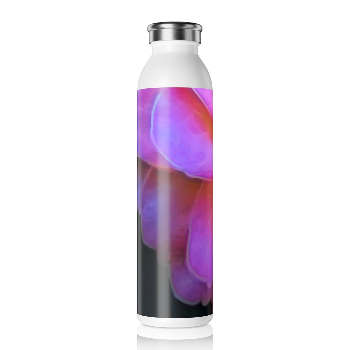 Large Pink Flower Drooping Floral Slim Water Bottle | Eco-Friendly Gift, Fitness Hydration, Travel Accessory, Daily Use, Nature Lover's Bottle
