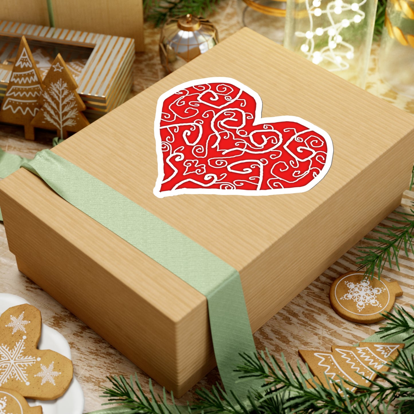 Heart Swirls Kiss-Cut Stickers