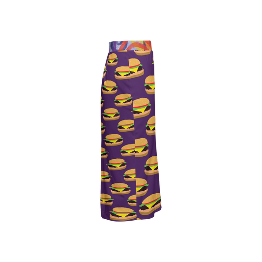 Cheeseburger Pattern Women's Back Split Pencil Skirt-Heavy Knit