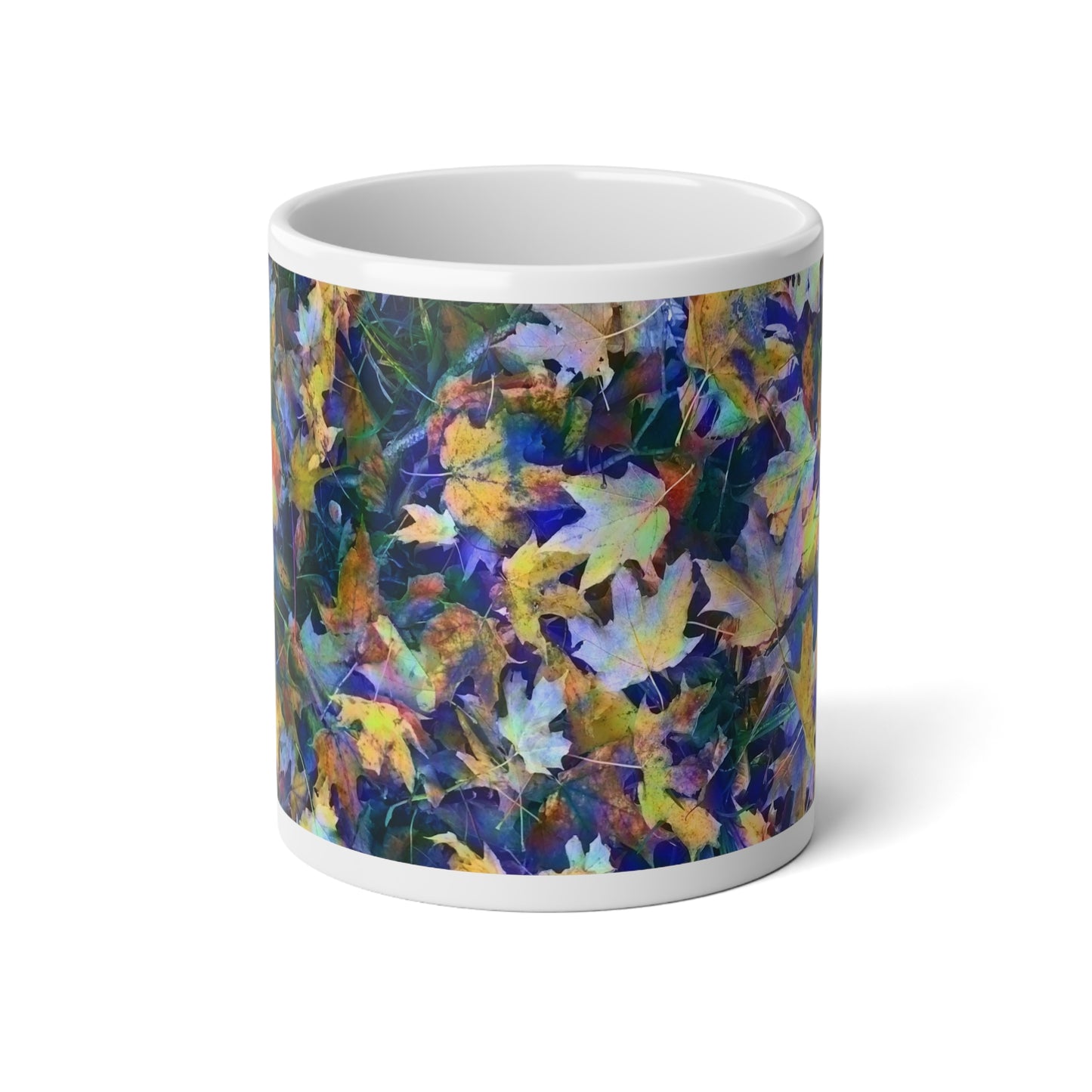 Late October Leaves Blue Jumbo Mug, 20oz Coffee Cup, Nature Lover Gift, Cozy Home Decor, Fall Theme, Perfect for Tea or Coffee