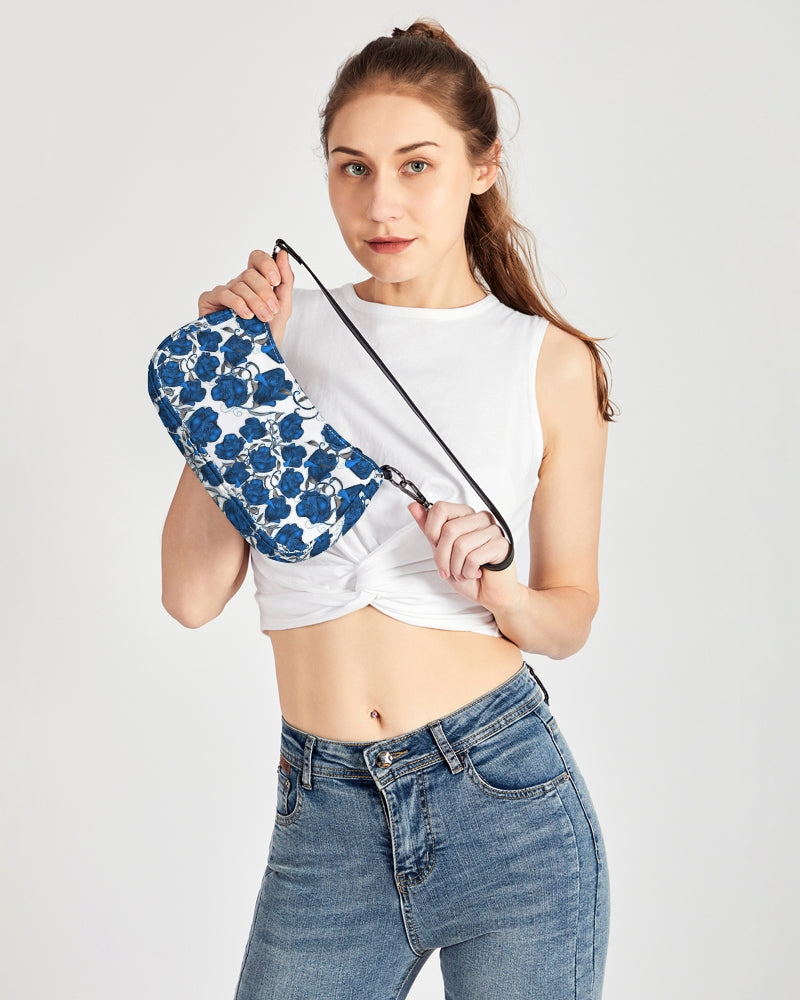 Blue Roses Petite Canvas Pouch