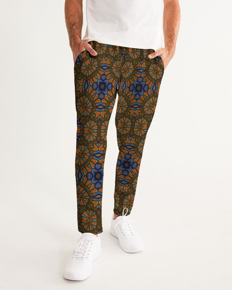 Blue and Yellow Sketch Kaleidoscope Men's All-Over Print Joggers