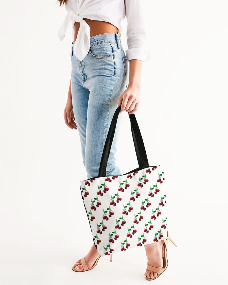 Cherries Pattern Canvas Zip Tote