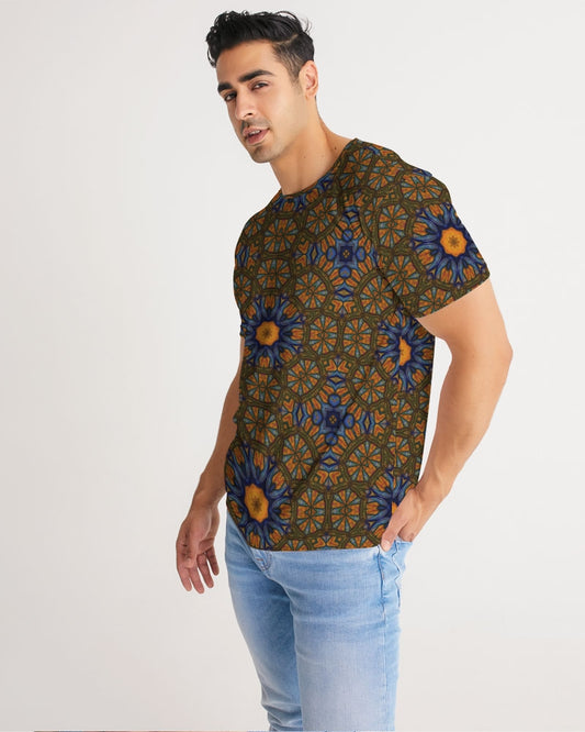 Blue and Yellow Sketch Kaleidoscope  Men's All-Over Print Tee