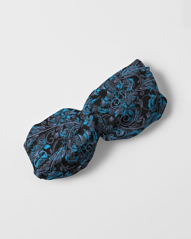 Blue Vines and Lace Twist Knot Headband Set