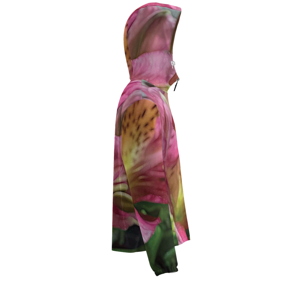October Flowers 3 Unisex Full-Zip Hooded Windbreaker Jacket - Water Resistant