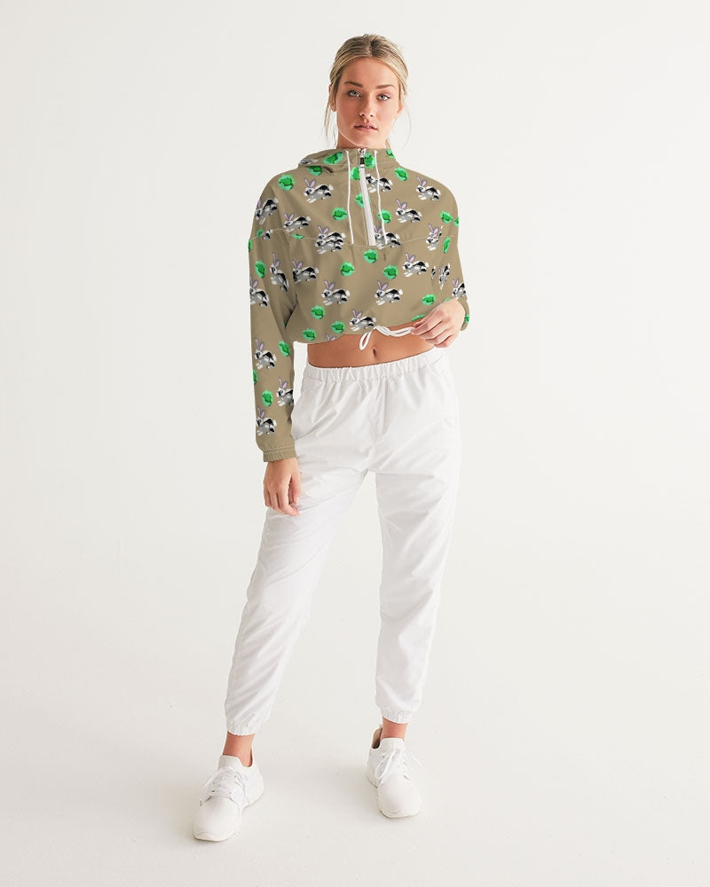 Bunnies Pattern Women's All-Over Print Cropped Windbreaker