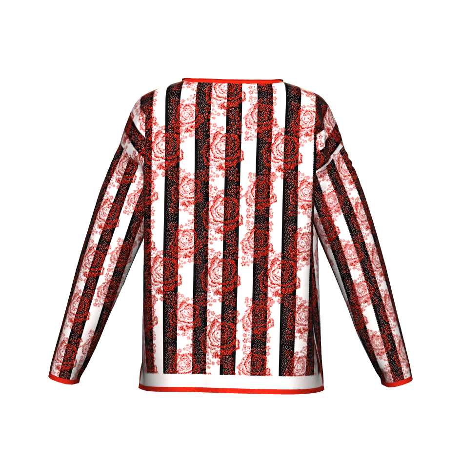 Striped Roses Pattern Sweater