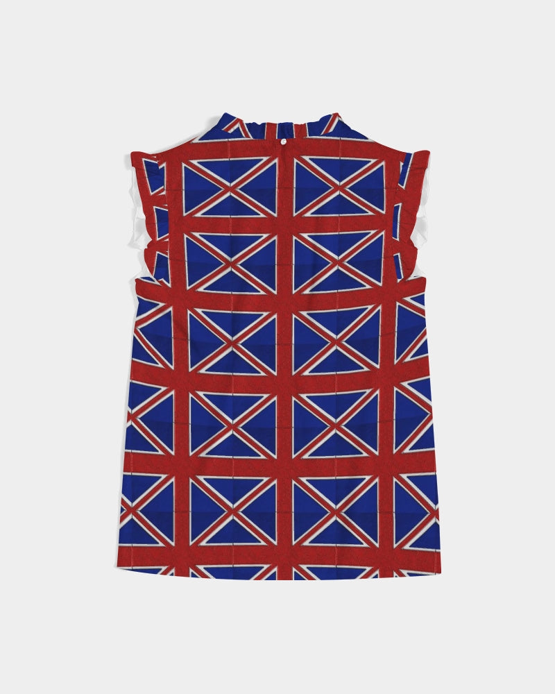British Flag Pattern Women's All-Over Print Ruffle Sleeve Top
