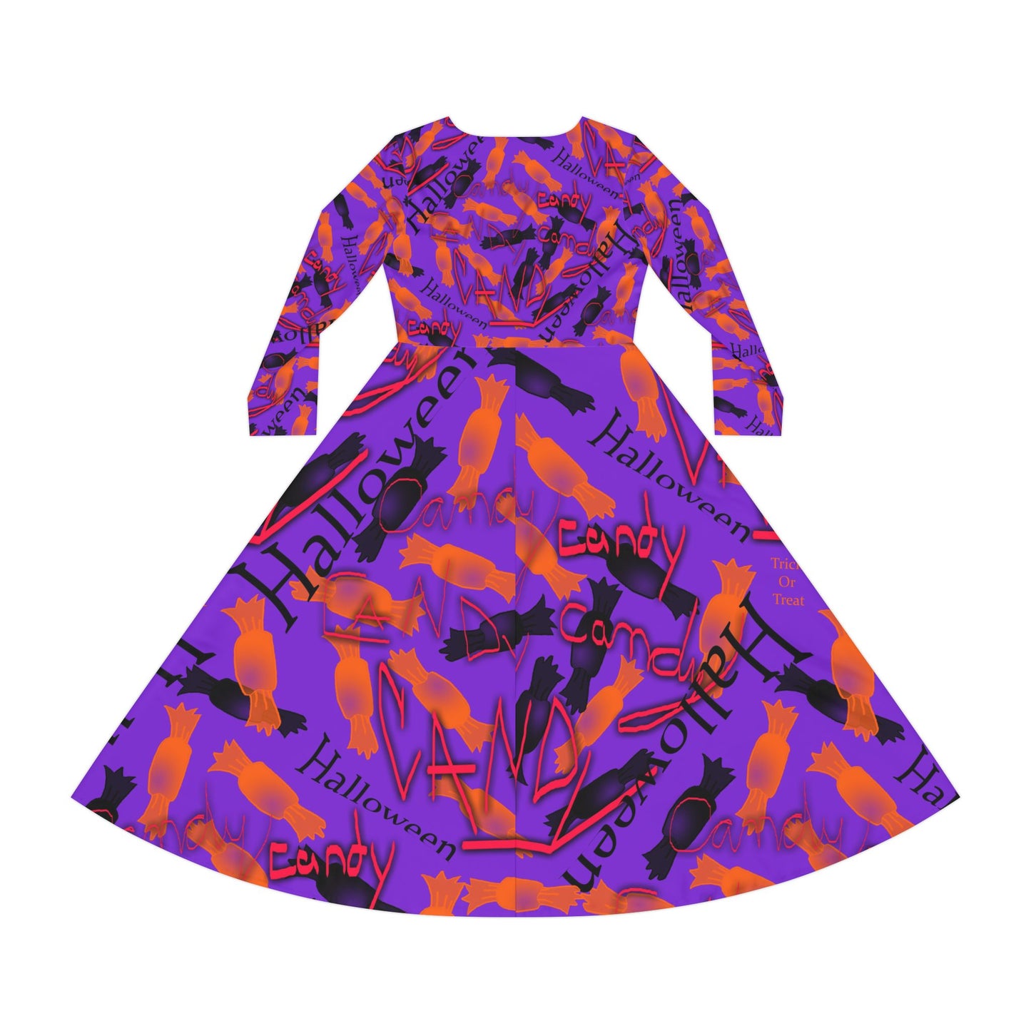 Halloween Candy Dance Dress, Women's Long Sleeve Dress, Spooky Party Wear, Candy-Themed Dress, Fall Fashion, Halloween Costume