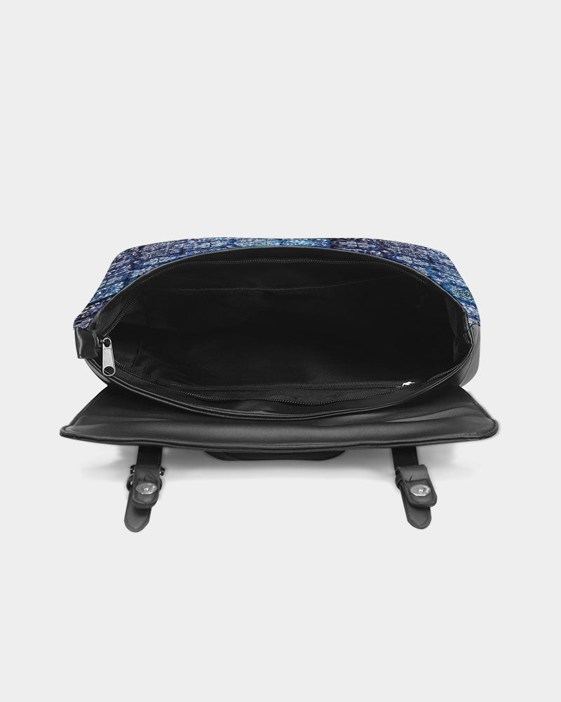 Blue Ice Crystals Motif Casual Flap Backpack