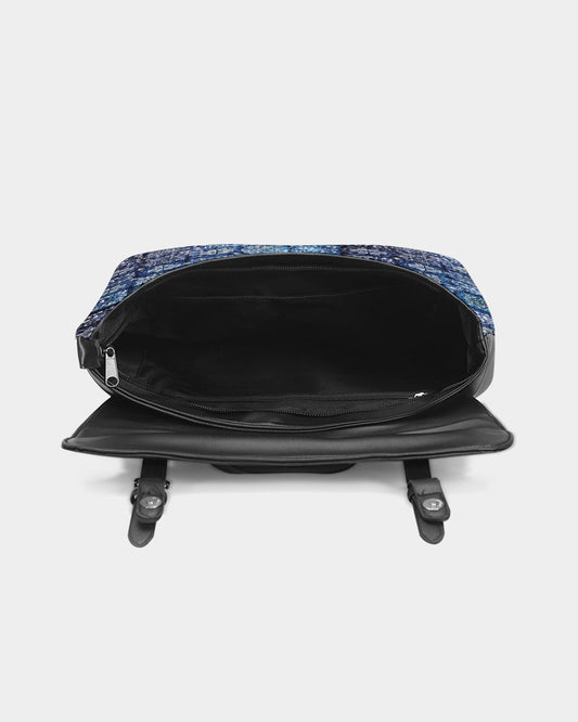 Blue Ice Crystals Motif Casual Flap Backpack