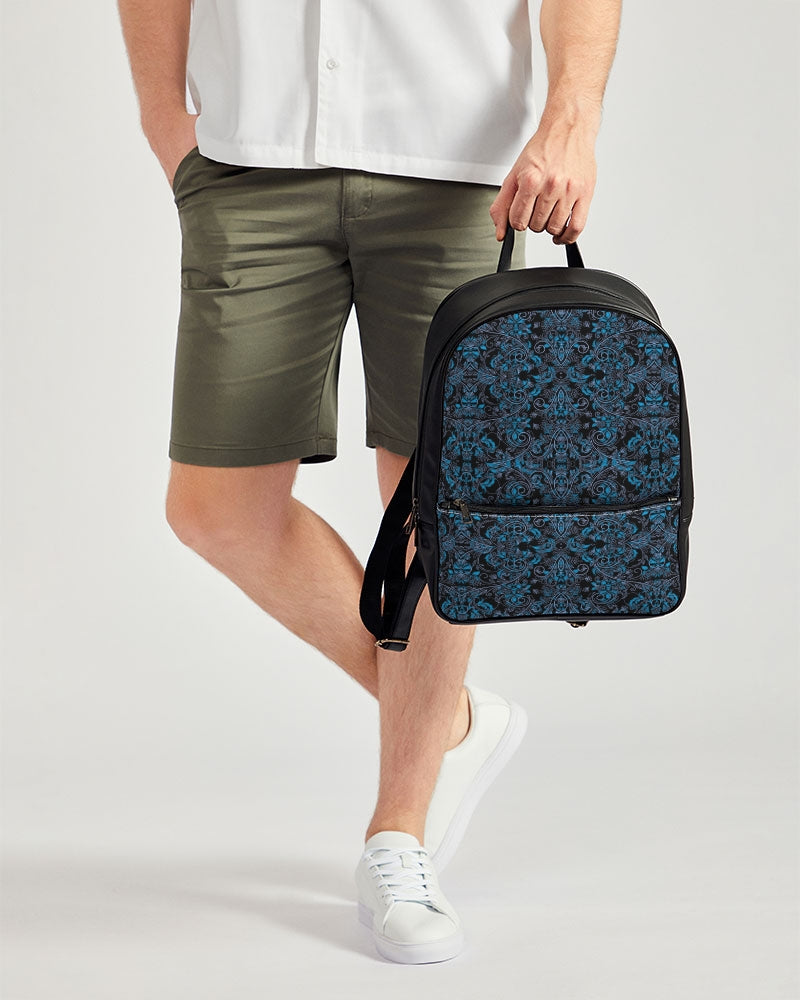 Blue Vines and Lace Classic Faux Leather Backpack