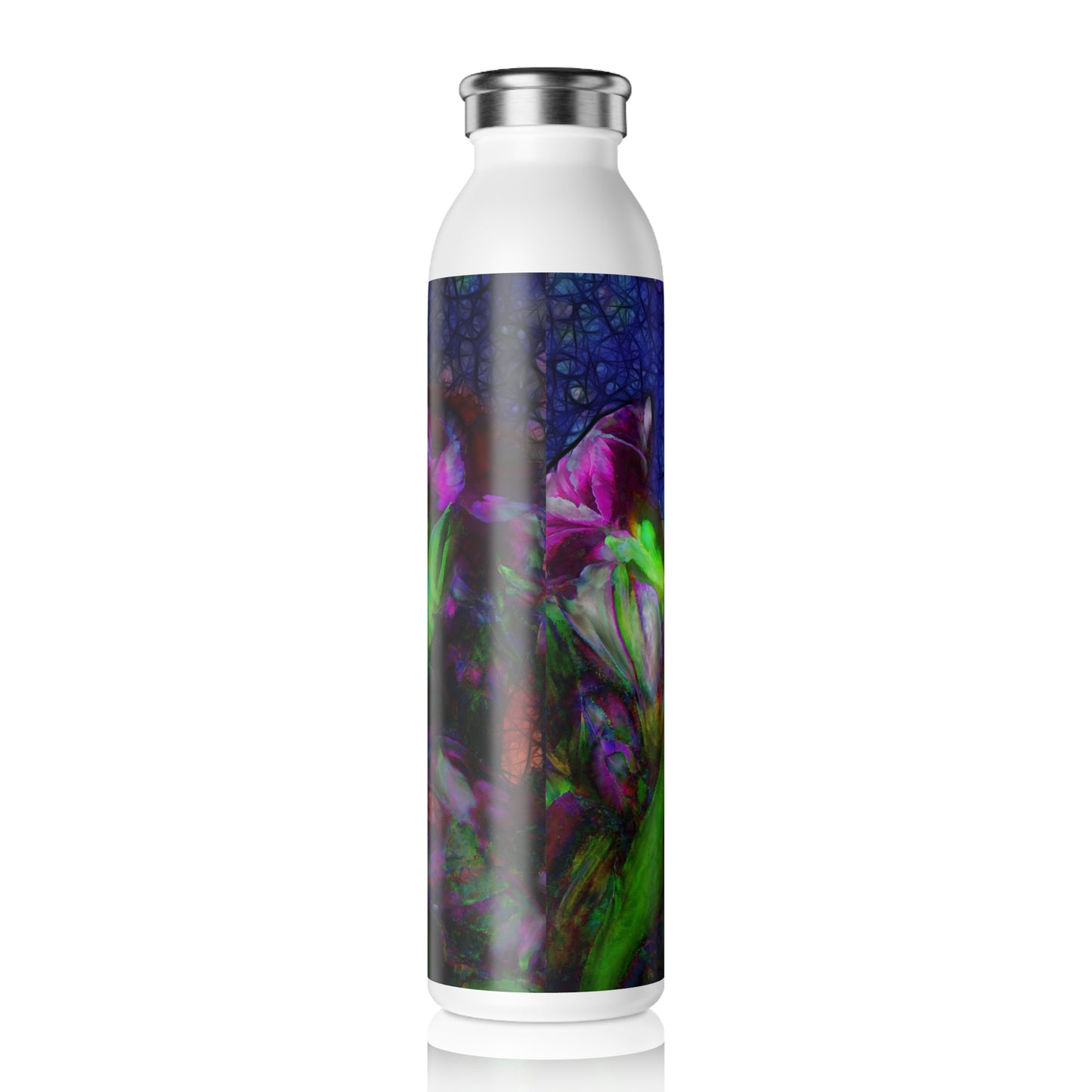Abstract Pink Carnations Slim Water Bottle | Eco-Friendly Drinkware | Perfect for Gifts, Fitness, Yoga, Outdoor Adventures, Travel