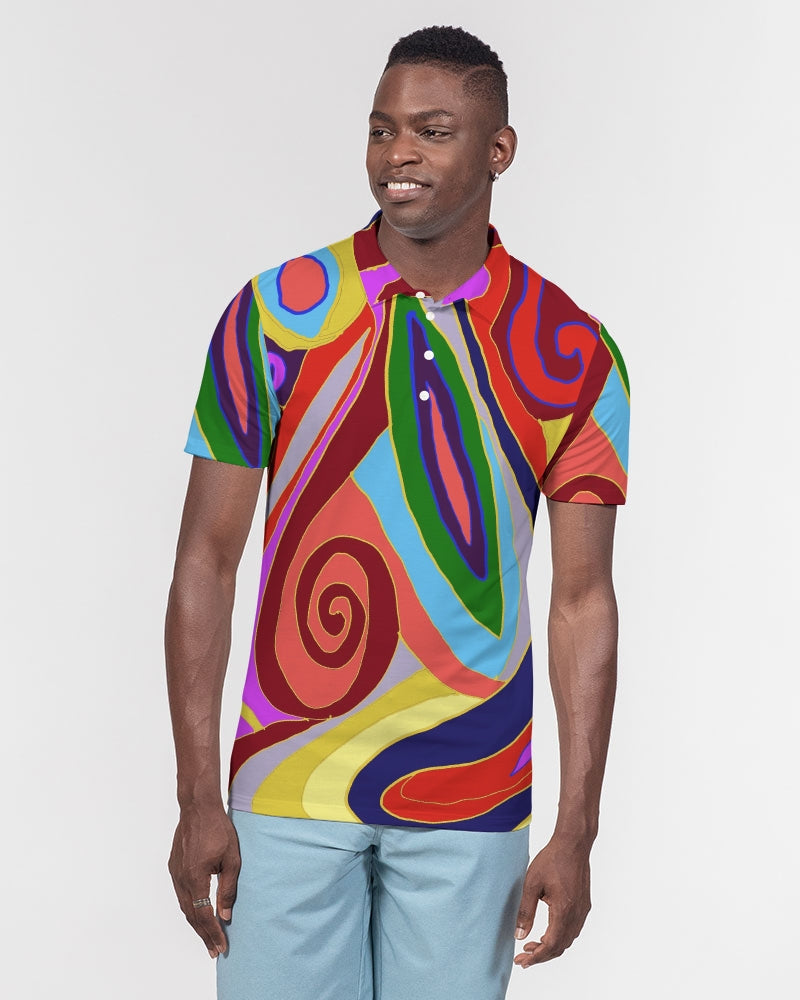May Afternoon Men's All-Over Print Slim Fit Short Sleeve Polo