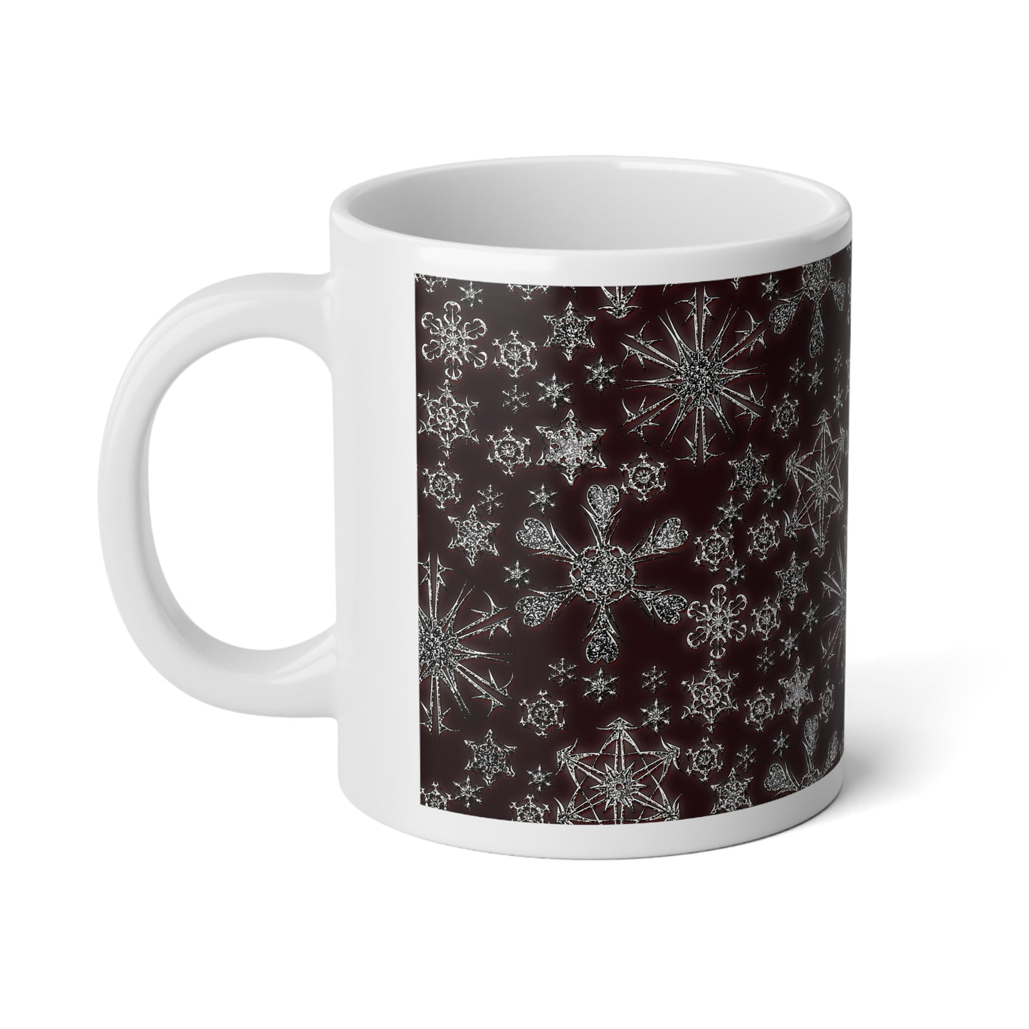 20oz Jumbo Mug — Vintage Snowflake Pattern Winter Coffee Cup