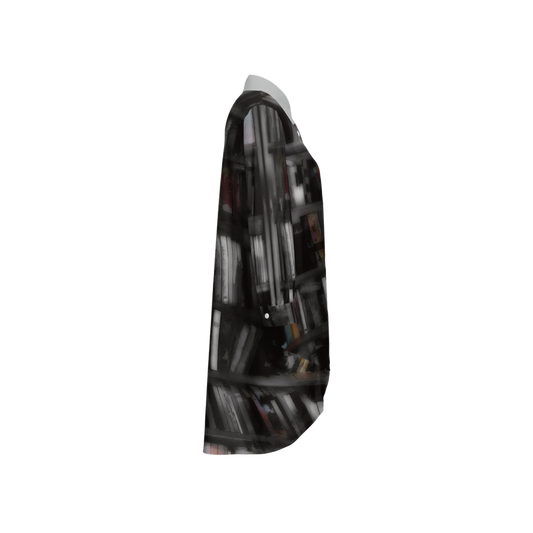 Bookshelves Women's High-Low Long-Sleeve Hem Shirt Silky-like Elegance