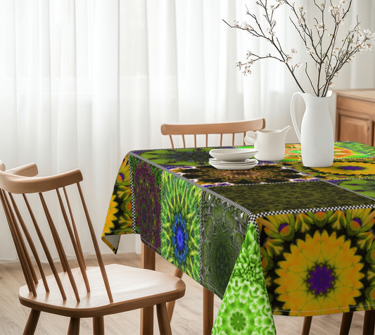 Green Crazy Quilt Tablecloth