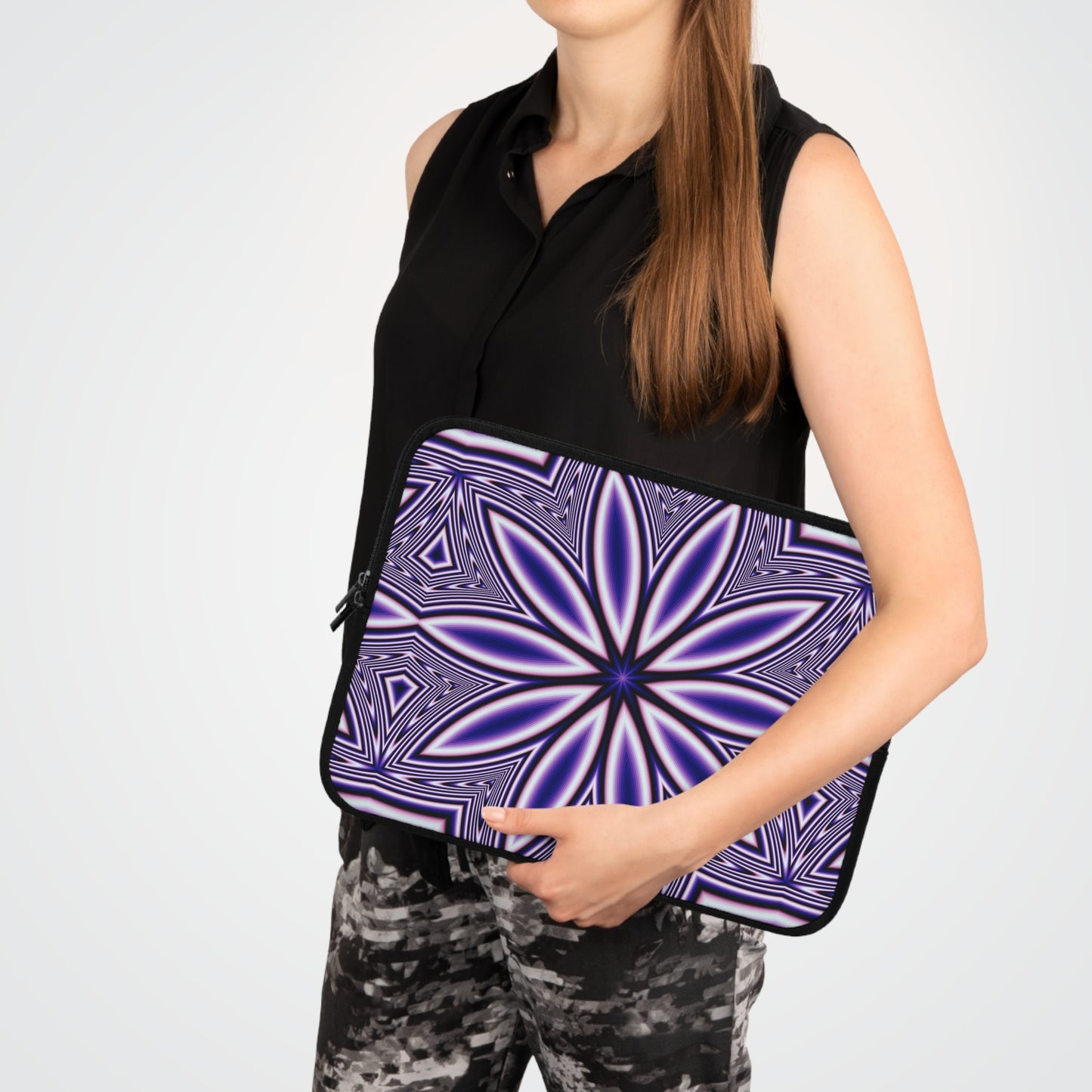 Blue Fractal Kaleidoscope Laptop Sleeve