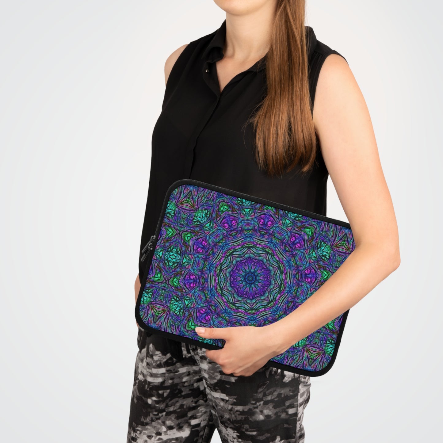 Blue Green Purple Kaleidoscope Laptop Sleeve