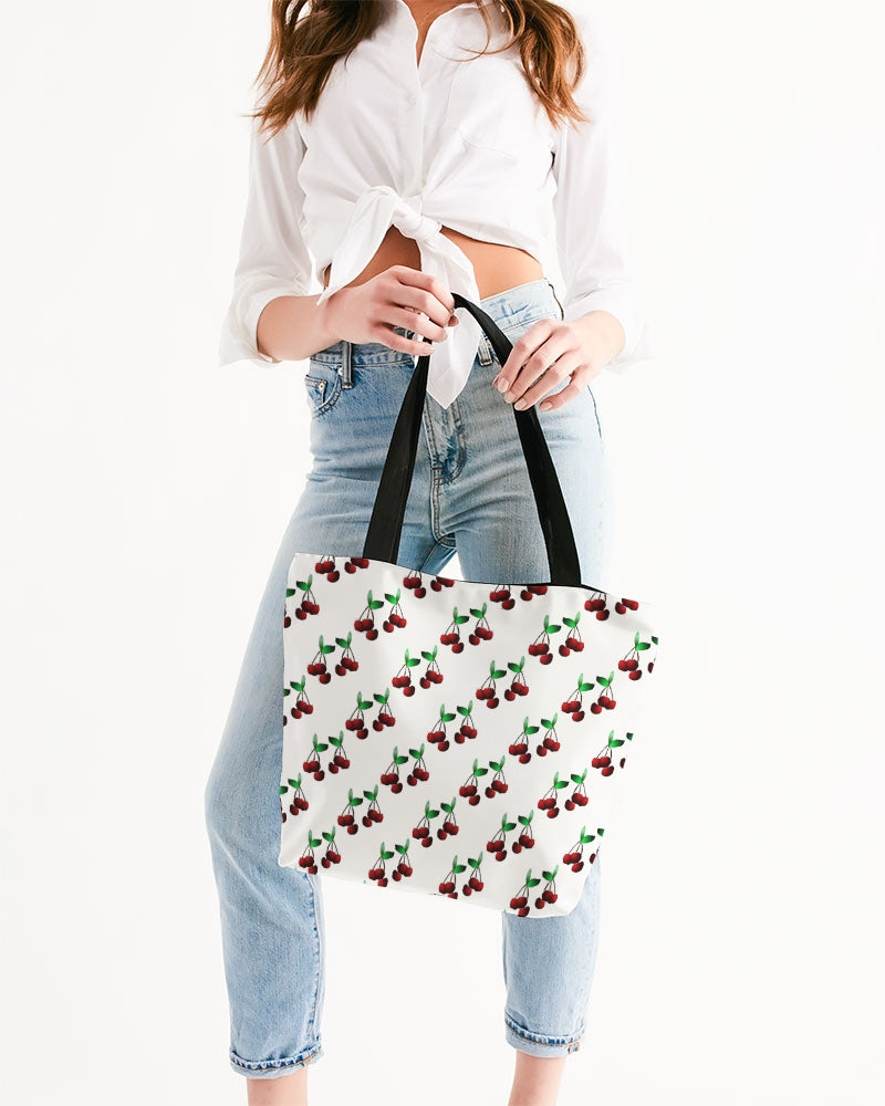 Cherries Pattern Canvas Zip Tote