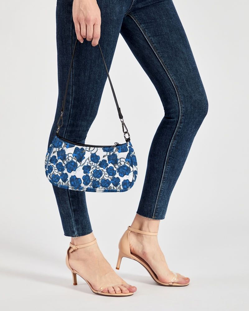 Blue Roses Petite Canvas Pouch