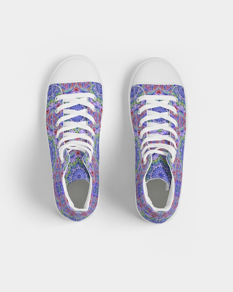 Blue Red Kaleidoscope Men's Hightop Canvas Shoe