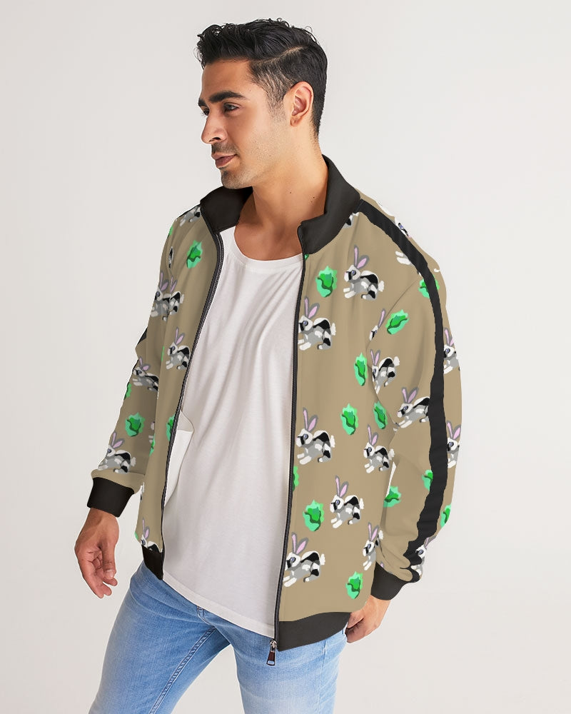 Bunnies Pattern Men's All-Over Print Stripe Sleeve Track Jacket