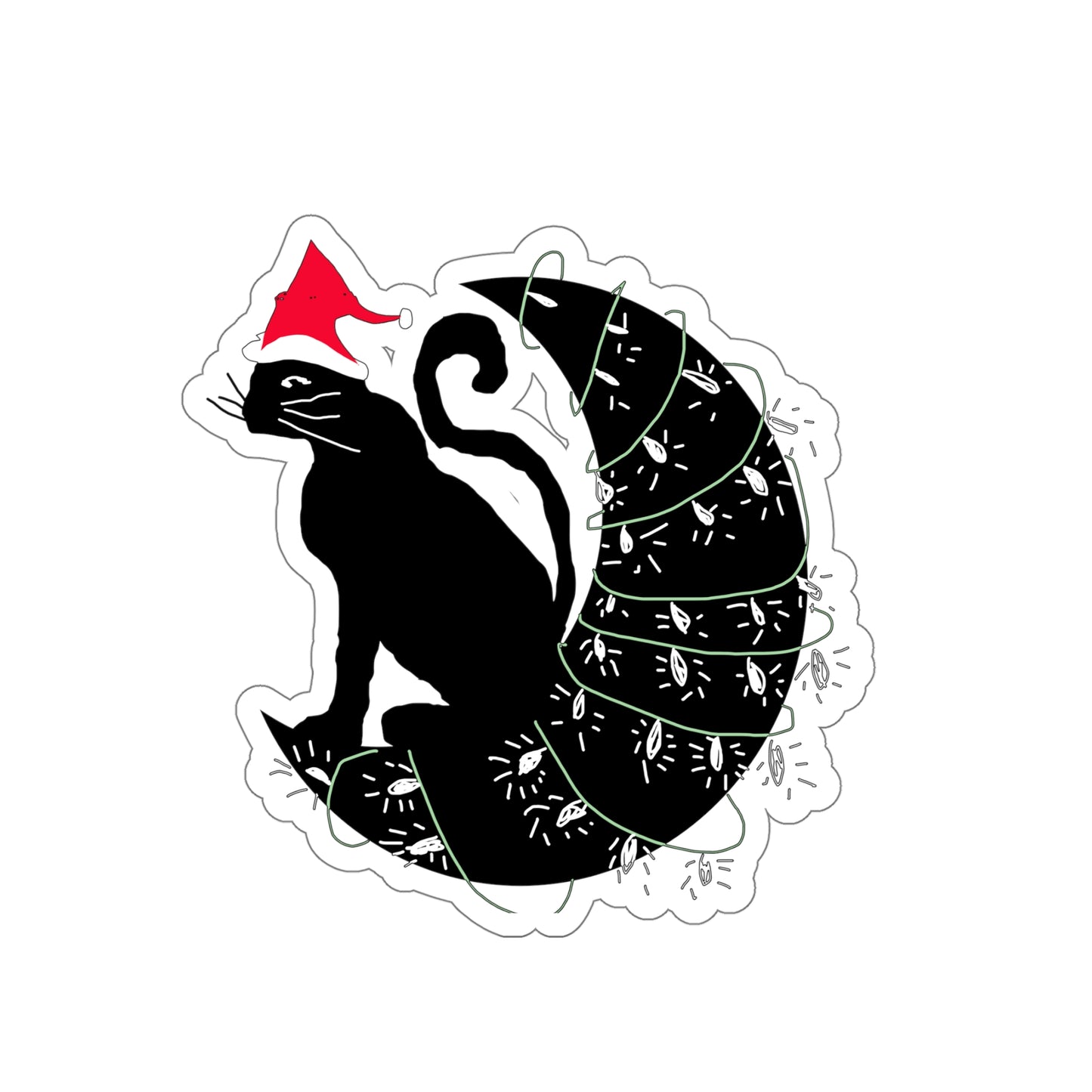 Christmas Cat on The Moon Kiss-Cut Stickers
