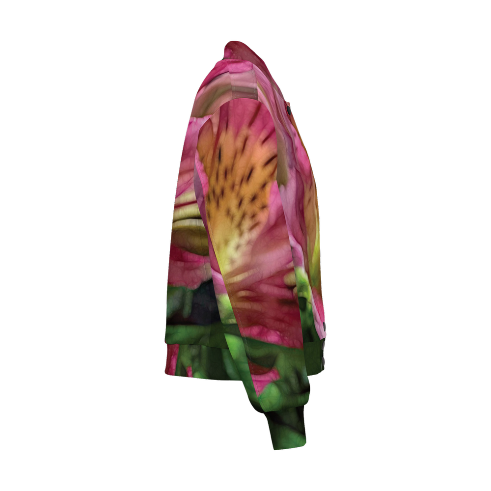October Flowers 3 Women's Double Layered Bomber Sports Jacket-Techno Scuba Knit