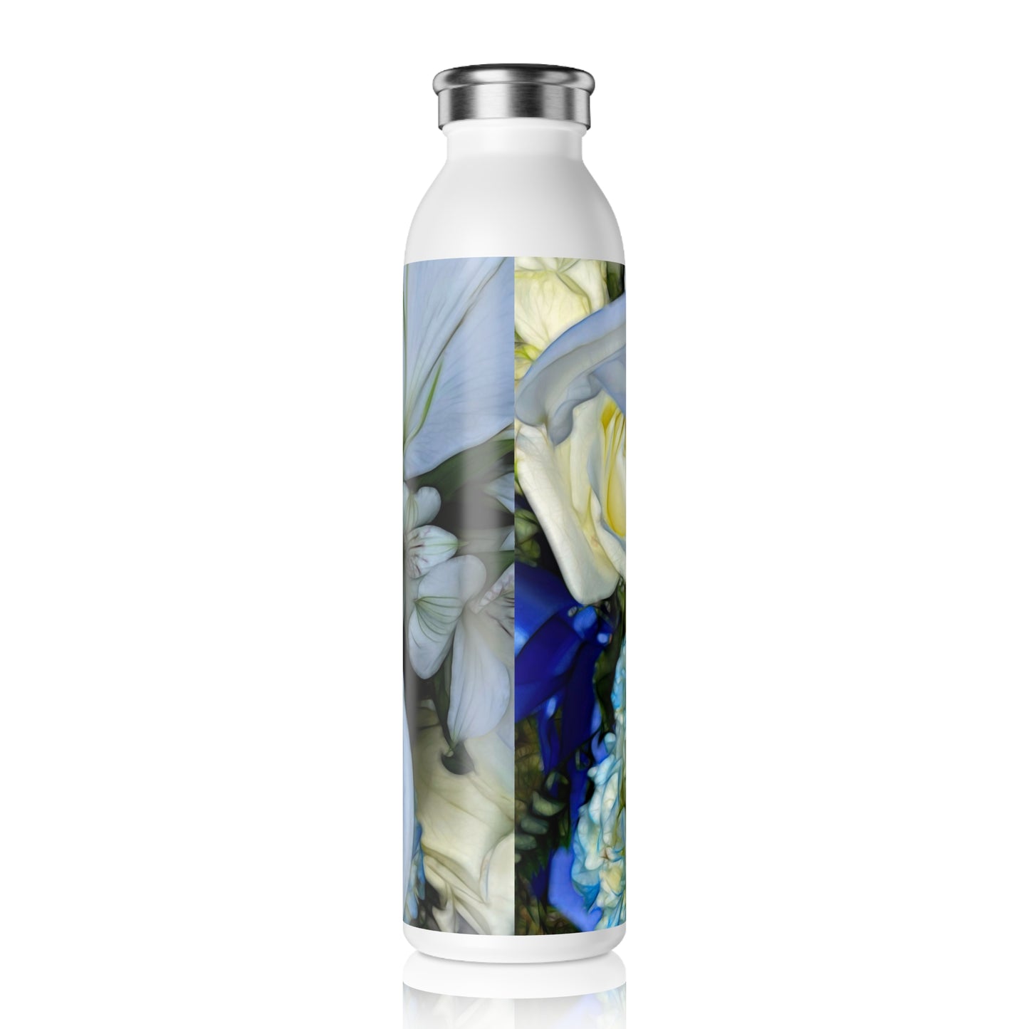 November Flowers 1 Slim Water Bottle - Eco-Friendly Hydration, Gift for Her, Summer Essential, Yoga & Fitness Companion, Hydrate in Style